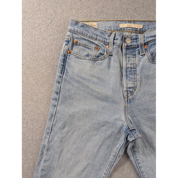 Levis Wedgie Icon Fit Jeans Womens 27 Light Wash High Rise Button Fly Raw Hem - Picture 2 of 16